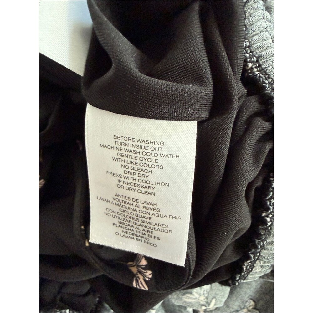 Anne Klein Black Pink Tan Floral Midi Maxi Dress Size 12 Stretch Knit Sleeveless - Picture 6 of 9